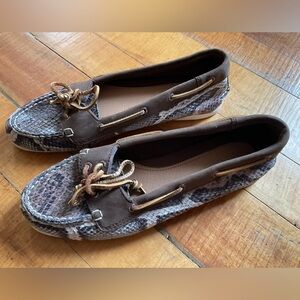 Sperry Brown and Snake Print Moccasins 7